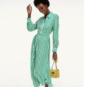 TOMMY HILFIGER STRIPE MAXI SHIRTDRESS IN GREEN EUR 38/ US6 NWT $210